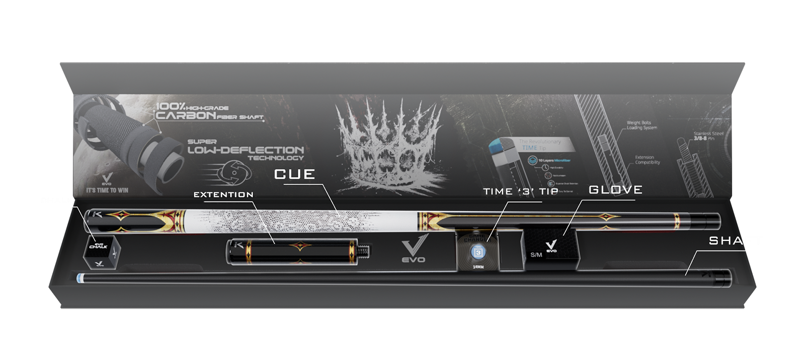 EVO CROWN MAXBING EDITION - ROYAL BLACK - TAY CẦM DA TRẮNG - Combo Open D8